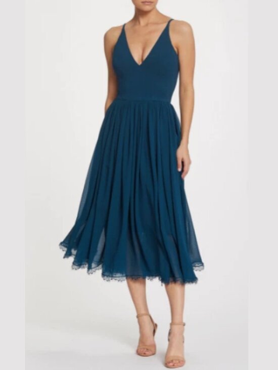 Dress the Population Dresses & Skirts - Dress the Population Alicia Fit & Flare Dress in Peacock Blue, size M
